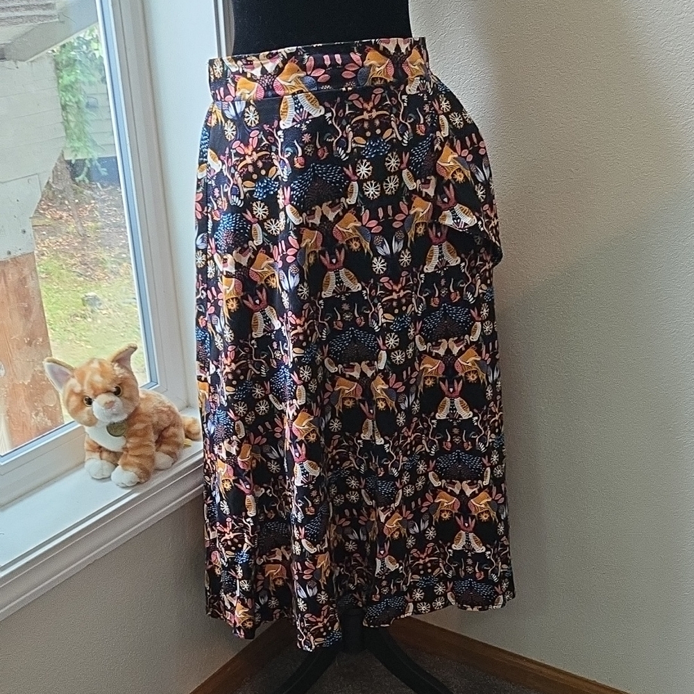 Eva Franco Black Floral Midi Skirt